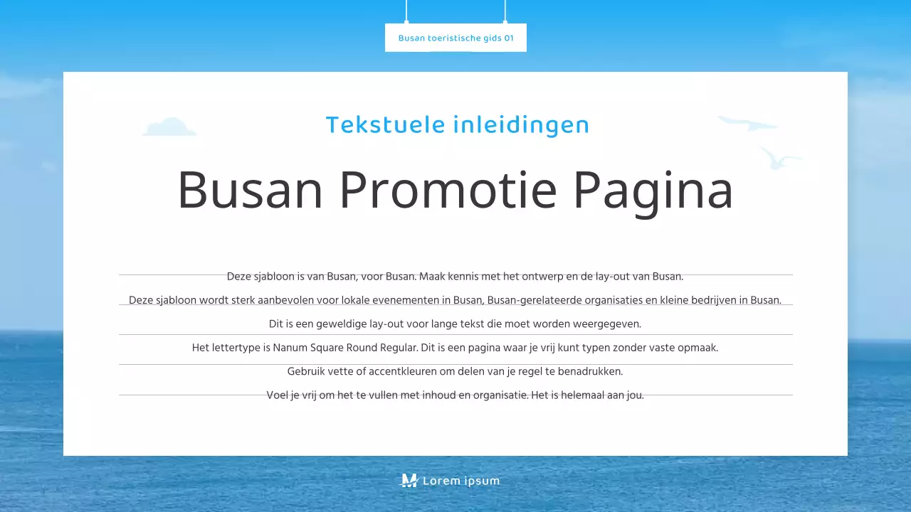 Een eenvoudige blauw-witte toeristische gids voor Busan