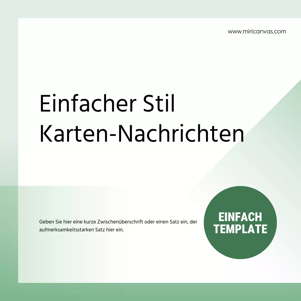 Eine einfache Geschäftspost in Grün und Weiß