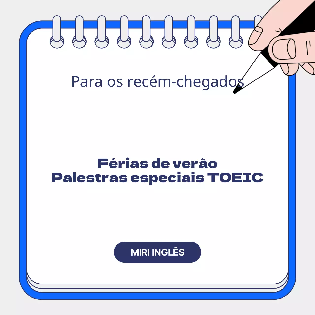 Promoção das aulas de verão do TOEIC com um fundo azul