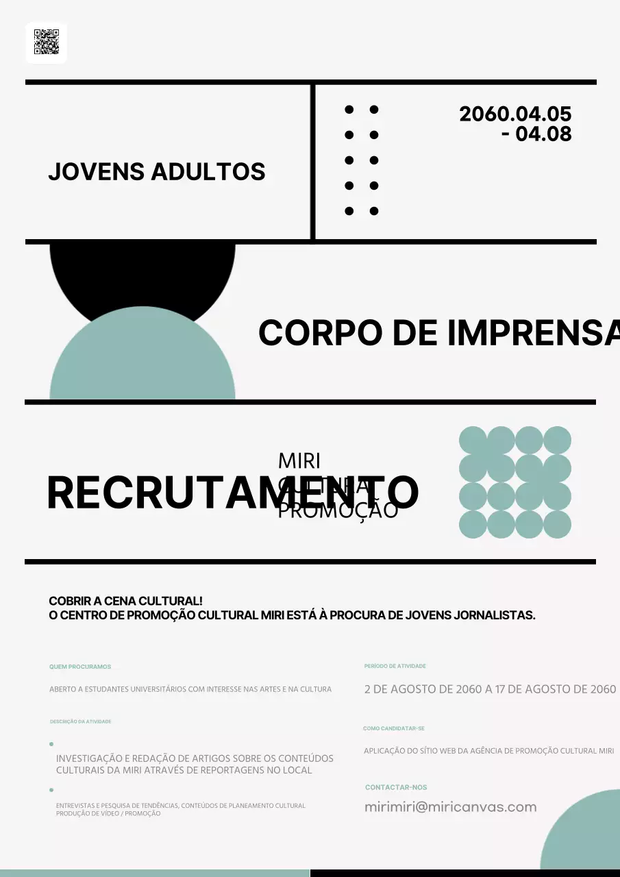 Proposta de recrutamento de jornalismo para estudantes universitários minimalista em menta e marfim