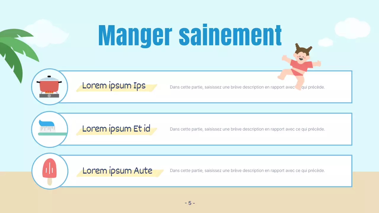 Une jolie présentation de vacances d'été bleue et beige