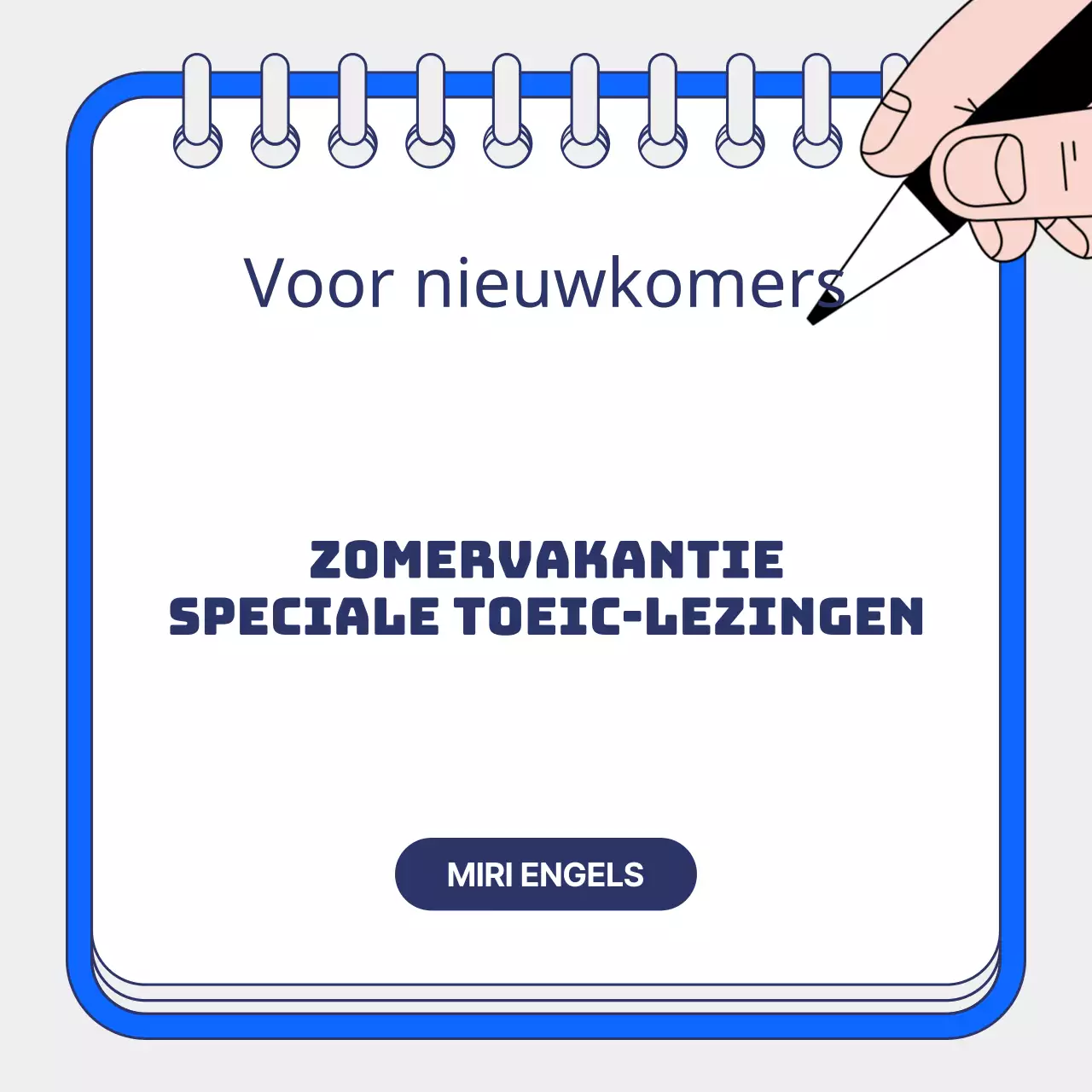 TOEIC-zomercolleges promoten met een blauwe achtergrond