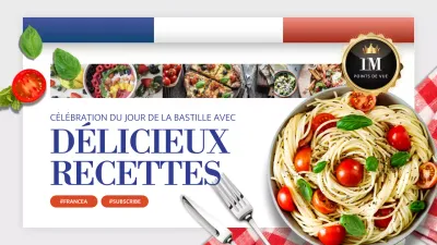 Recettes de cuisine française moderne en rouge et bleu