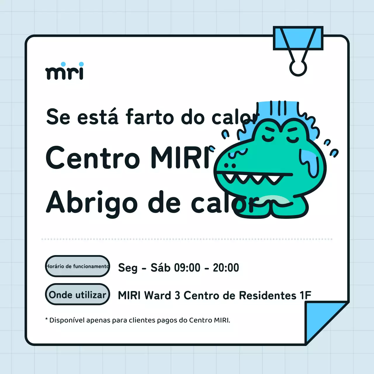 Promover um abrigo simples para ondas de calor em azul claro e branco