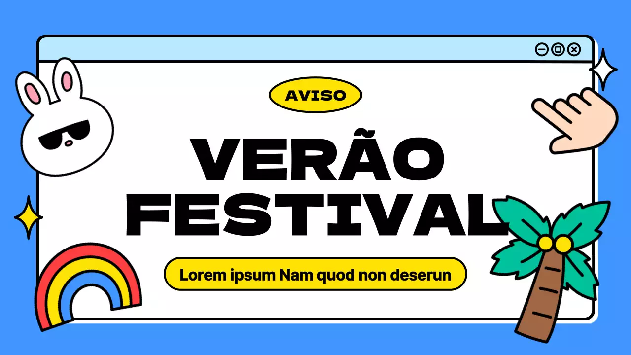 Anúncio de um festival de verão kitsch em azul