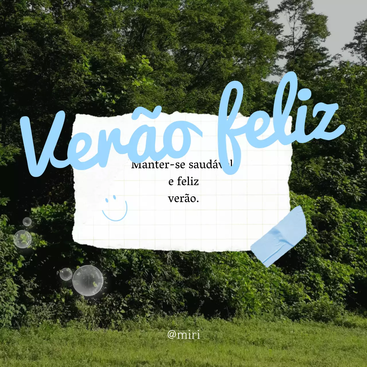 Anúncio kitsch de saudações de verão em branco e verde