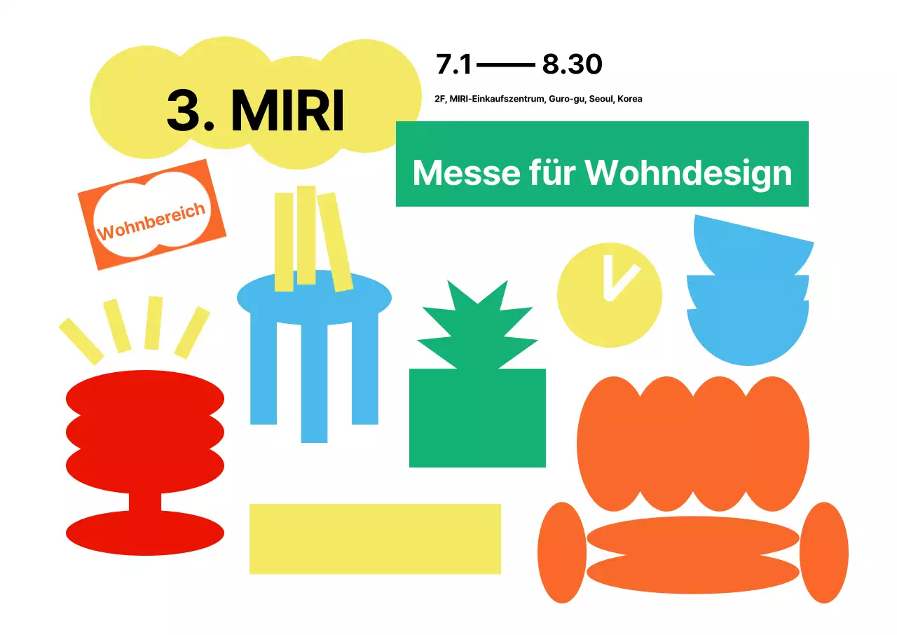 Living Design Fair mit einfachen Möbelgrafiken