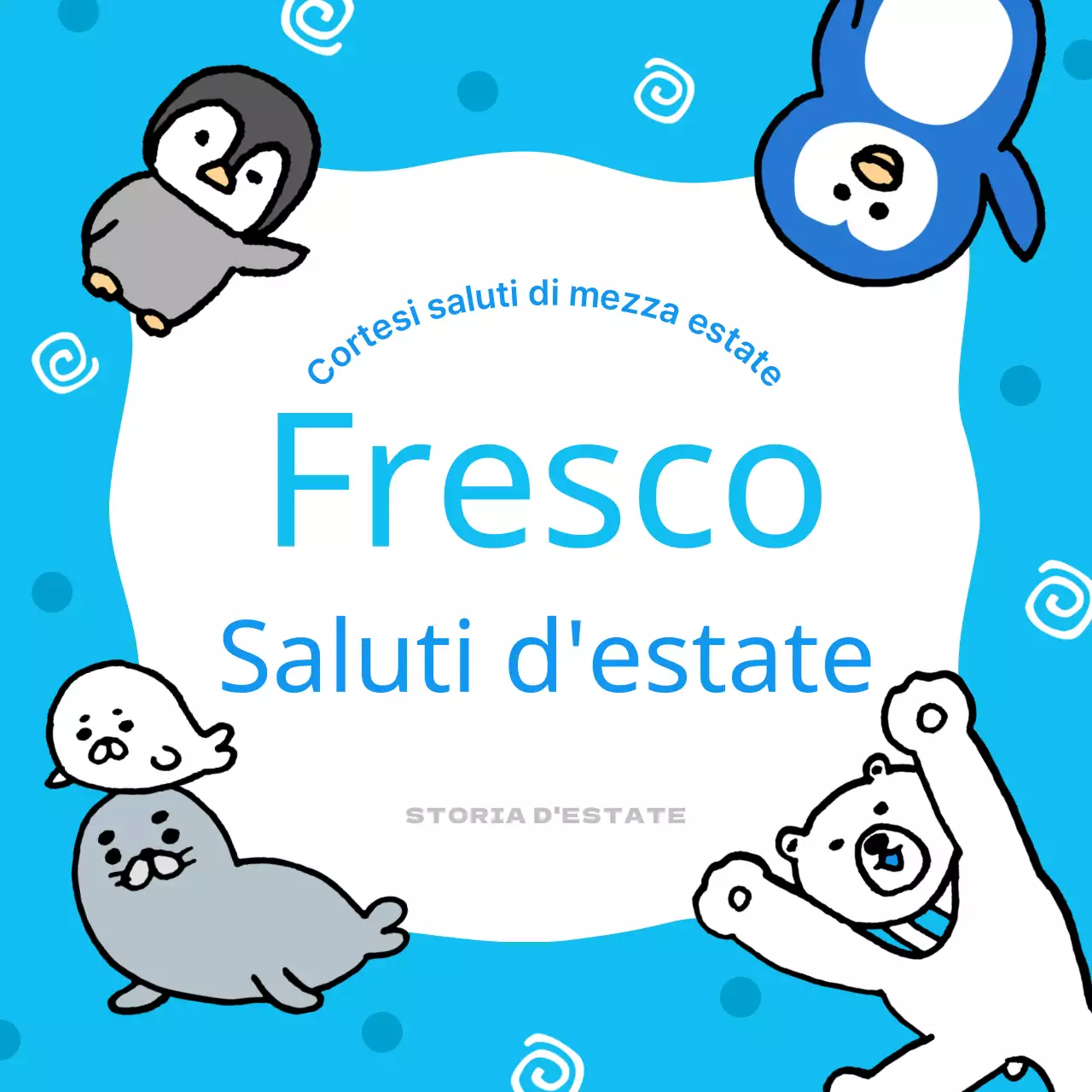 Un bel biglietto d'auguri estivo in blu e bianco