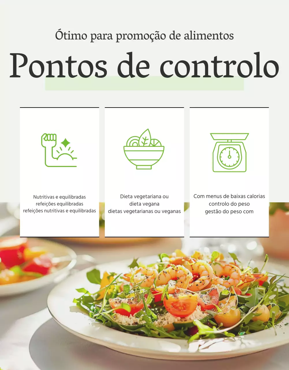 Promover um ponto de controlo de salada simples com feijão branco e verde