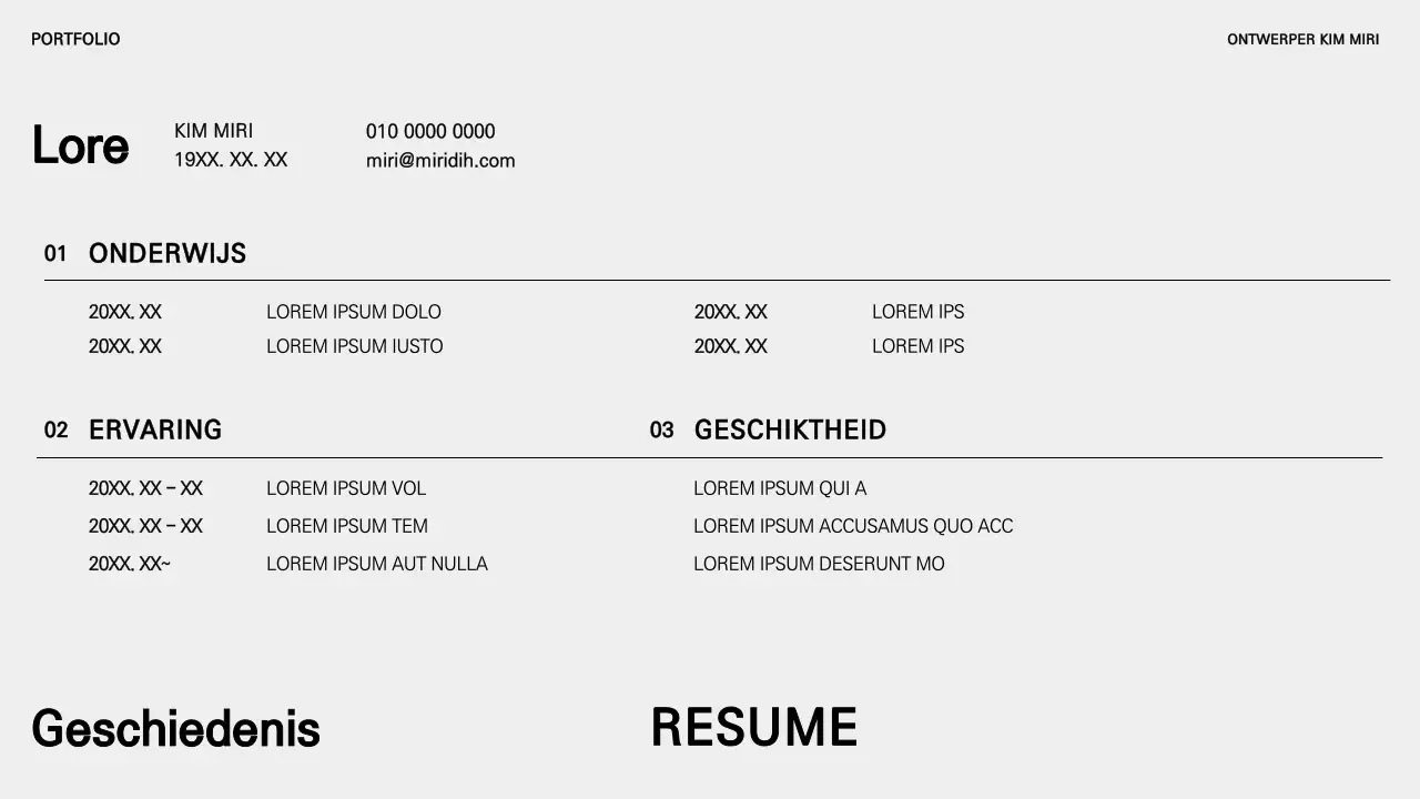 Een basis zwart-wit carrièreportfolio