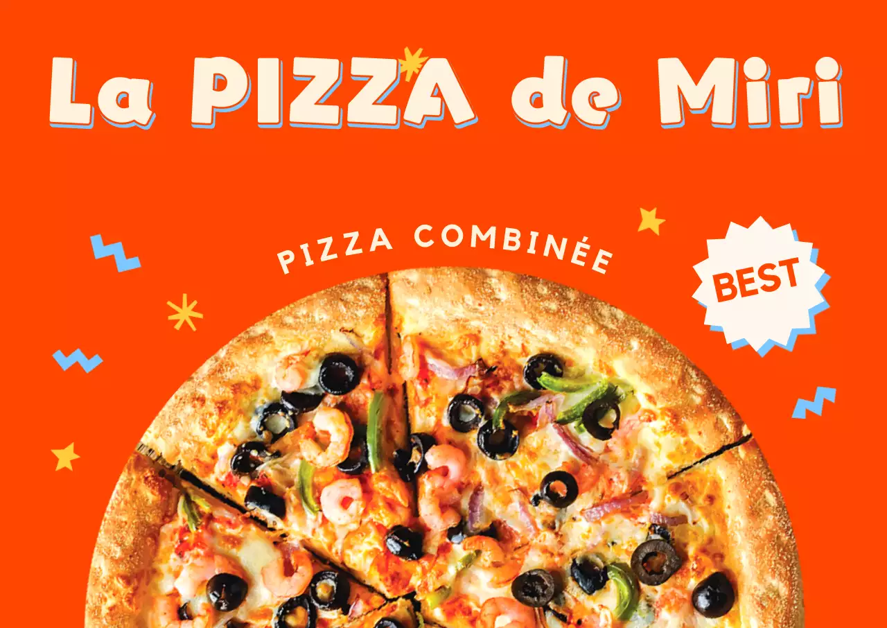 Affiche de pizza tridimensionnelle avec un design pop