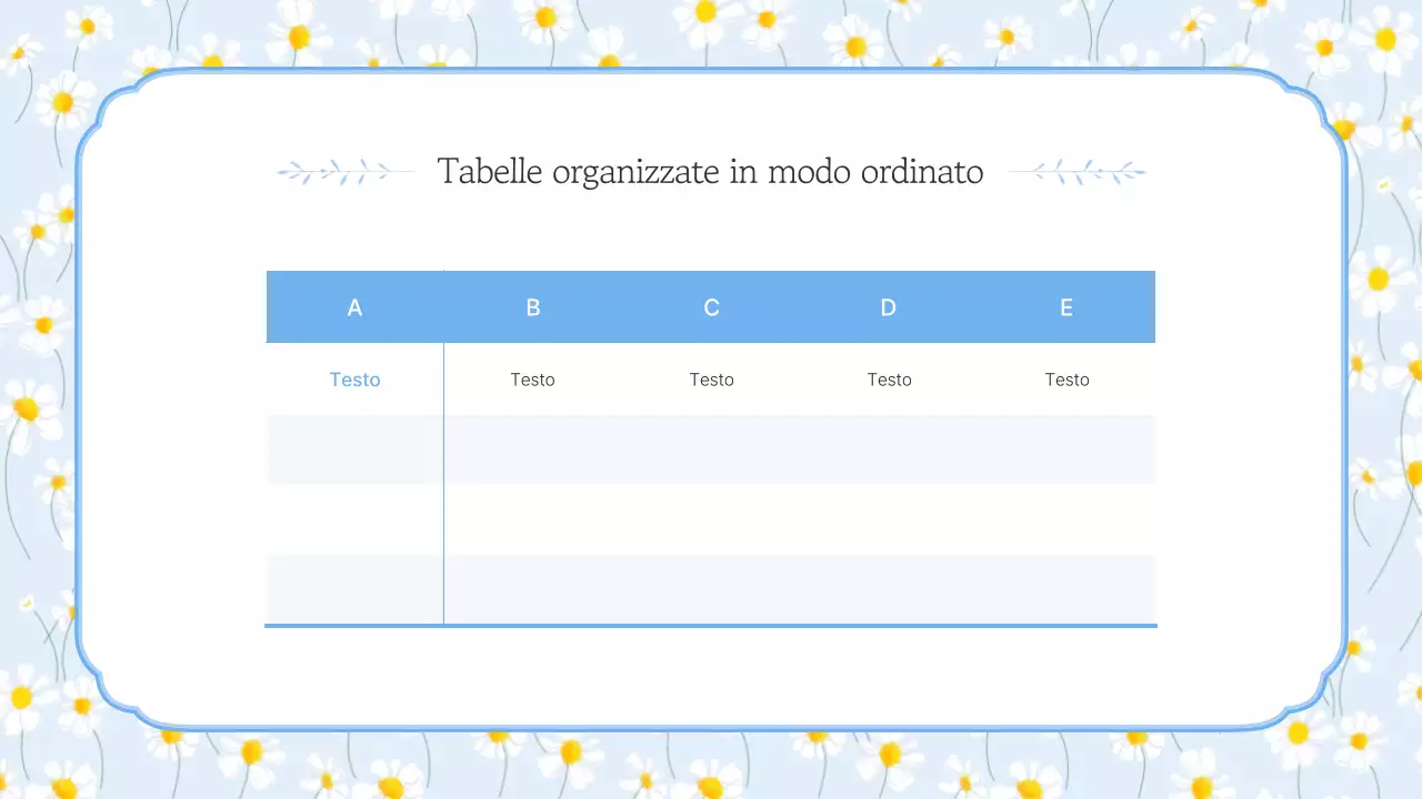 Semplici fiori estivi con presentazione in azzurro e giallo