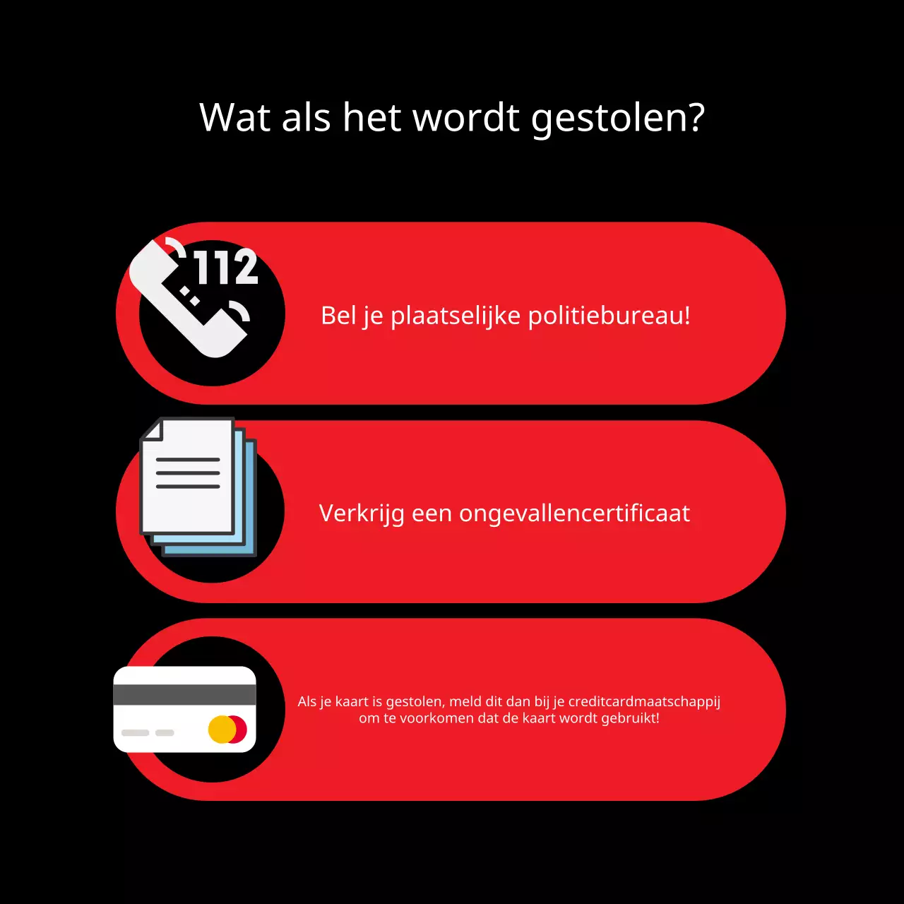 Veiligheidstips voor vakantiediefstal in rood en zwart gemarkeerd