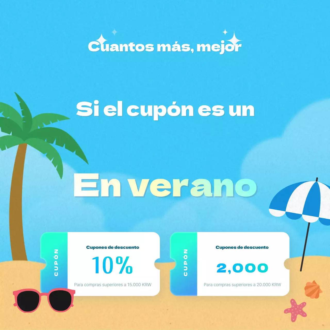 Promociona ofertas de cupones en un bonito color azul claro