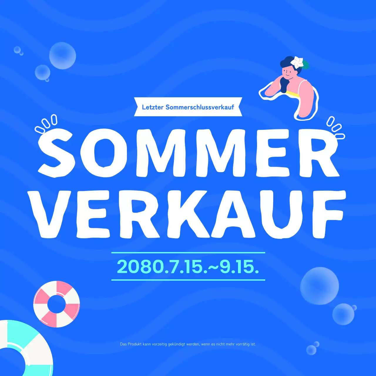 Hübsche blaue Sommer-Rabattanzeigen.