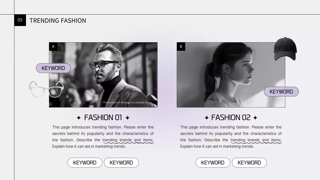  회색과 보라색의 트렌디한 마케팅 보고서