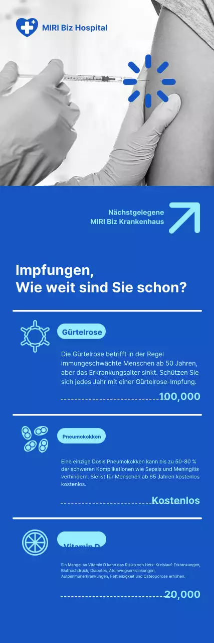 Krankenhausimpfungen auf einem sauberen blauen Hintergrund