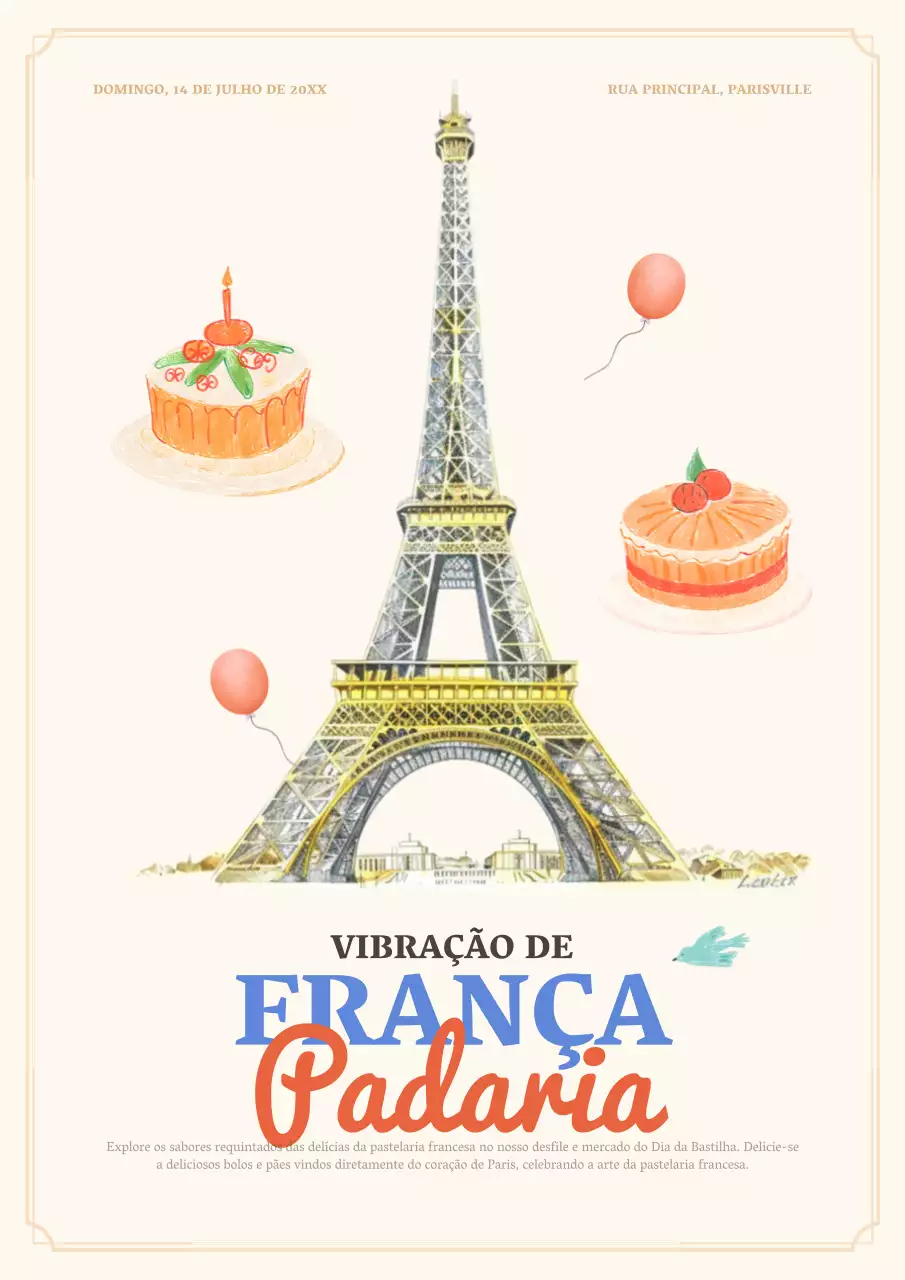 Promover o clássico mercado alimentar francês em amarelo e cor-de-rosa