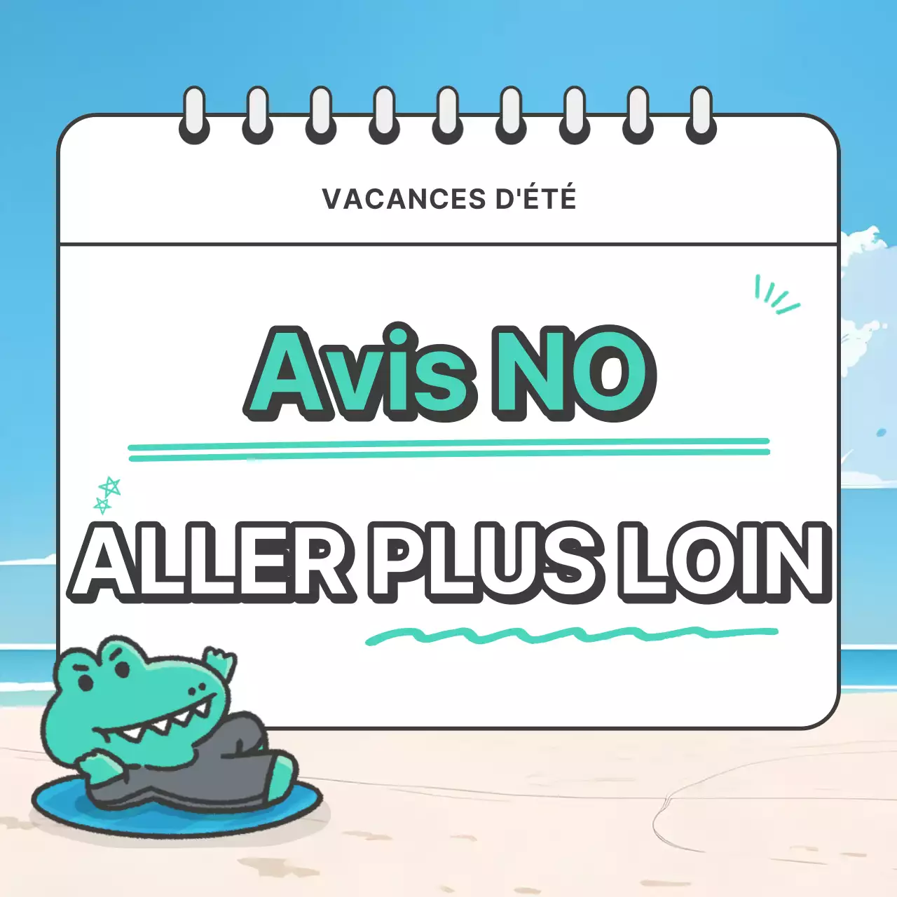 Une annonce de congé annuel d'été kitsch en bleu clair et blanc