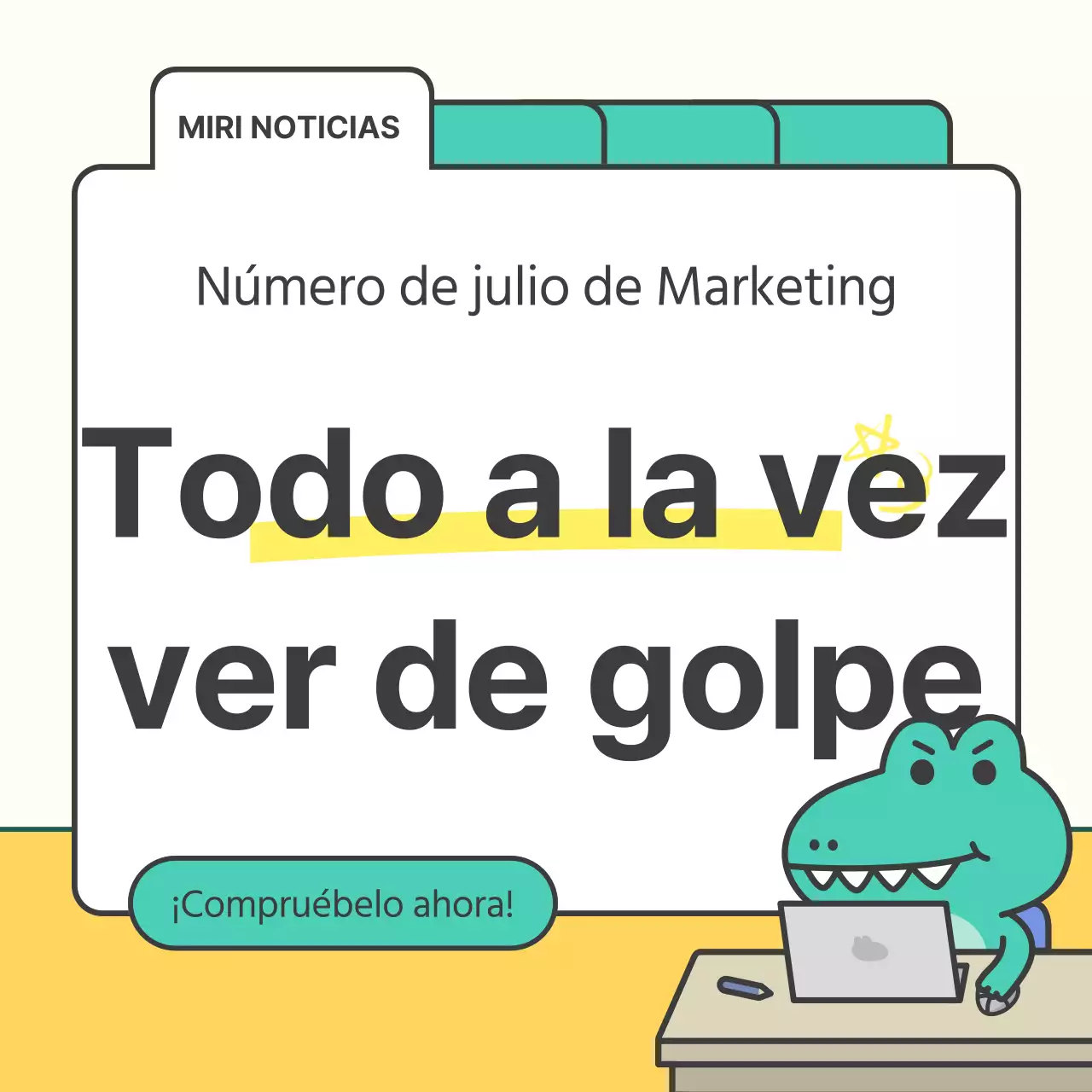 Un breve anuncio de marketing kitsch amarillo y menta de la semana