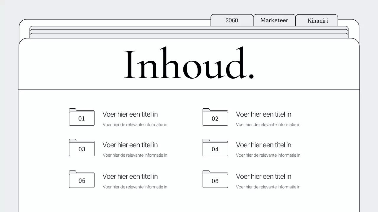 Portfolio met eenvoudig mappenframe in wit