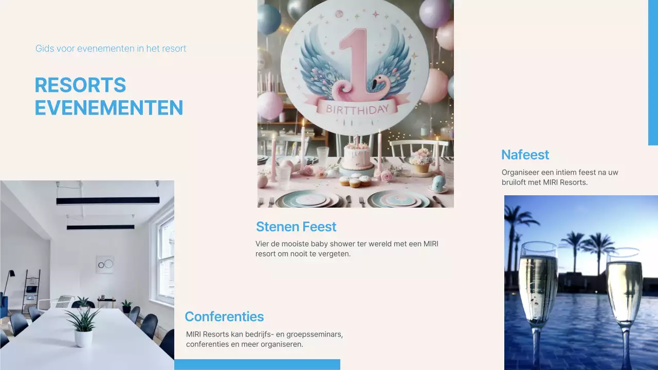 Een eenvoudige blauw en ivoorkleurige resortprimer