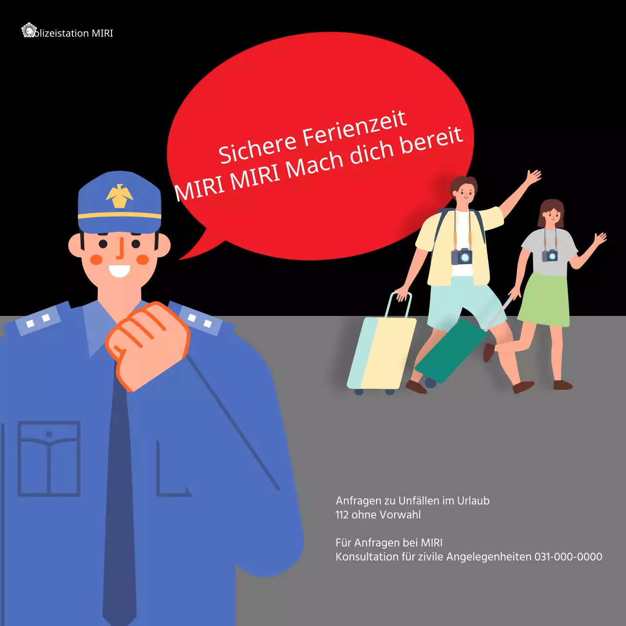 Rot und schwarz hervorgehobene Sicherheitstipps für Urlaubsdiebstähle