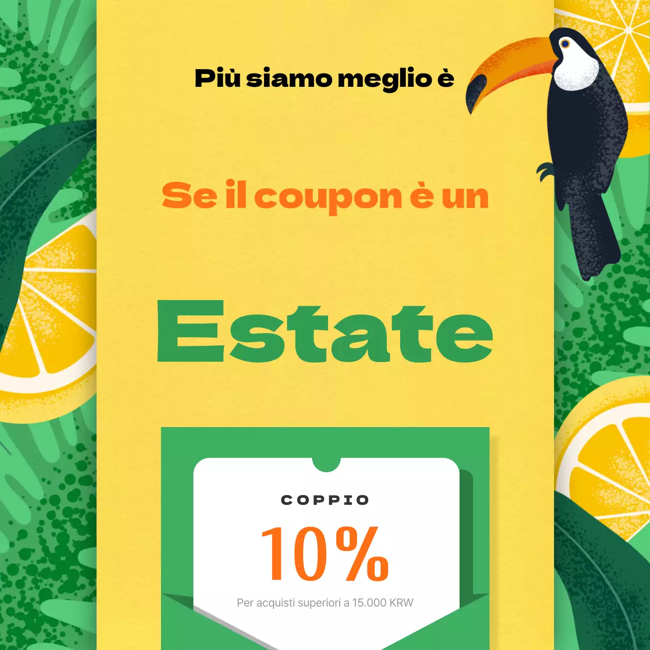 Promuovere un evento coupon tropicale in verde