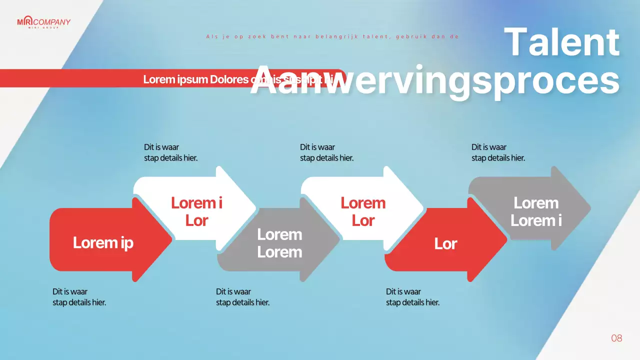 Headhunting-voorstel gemarkeerd in lichtblauw en rood