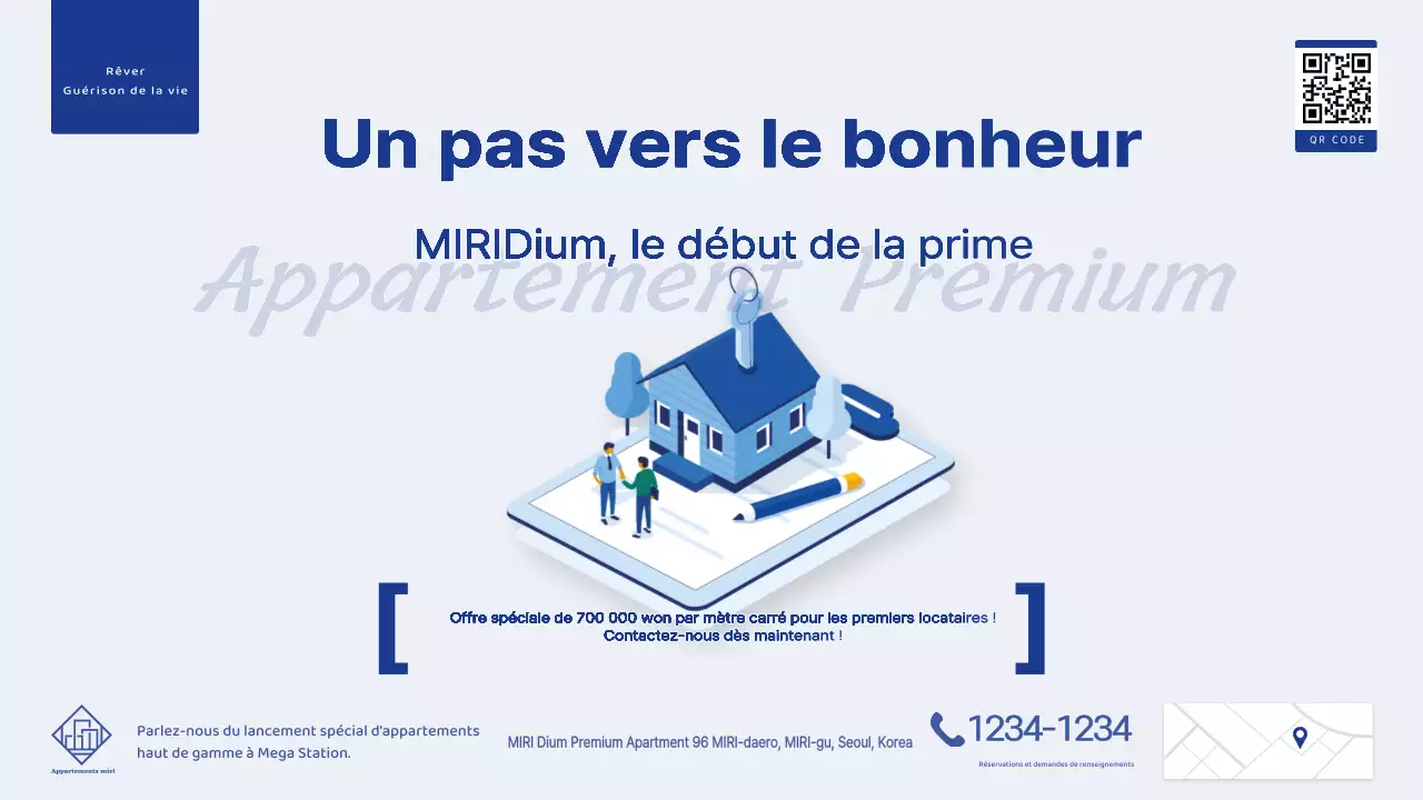 Appartement moderne à vendre en blanc et bleu marine