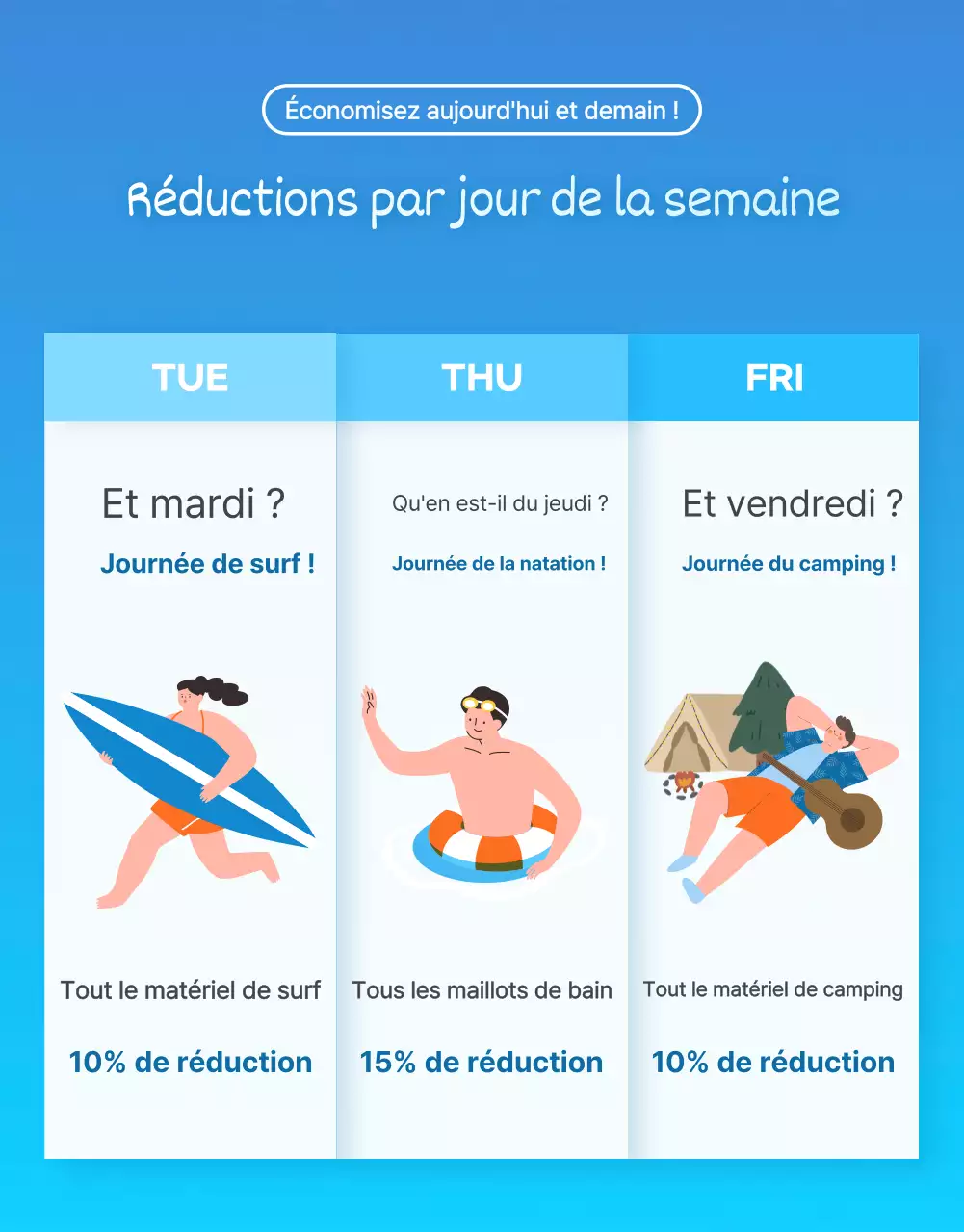 Promouvoir une vente d'été moderne en bleu et bleu ciel