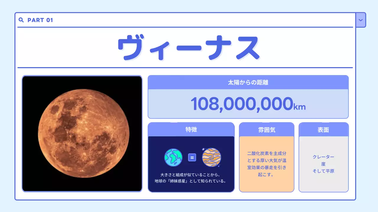 青 かわいい 宇宙 計画書 プレゼンテーション