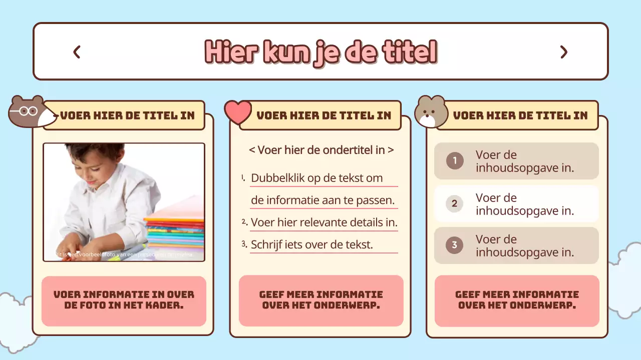 Schattig lichtblauw en roze inleidend lesmateriaal