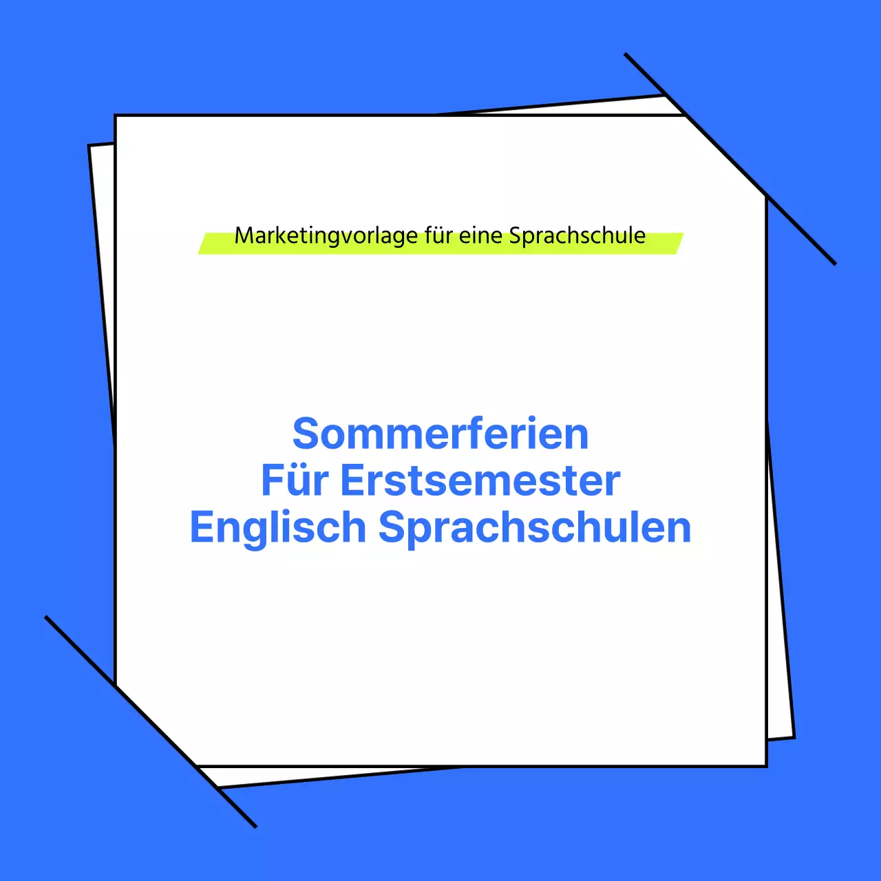 Ein einfacher Schulprospekt in Lindgrün und Blau