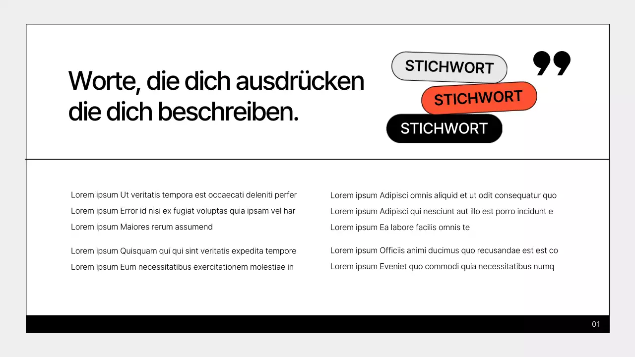 Ein einfaches Portfolio für Vermarkter in Grau und Orange