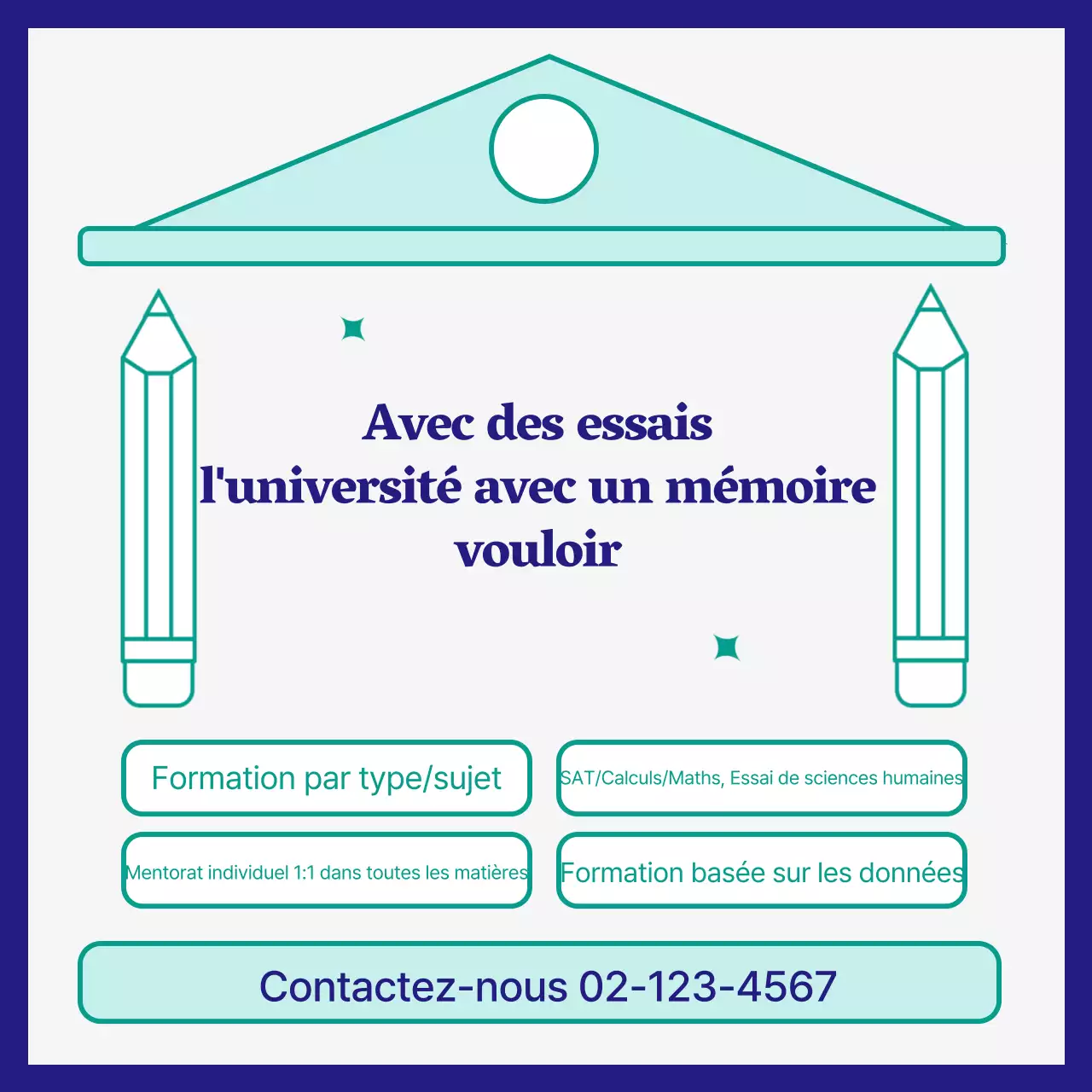 Essai d'examen d'entrée simple vert et bleu marine promotion de l'école