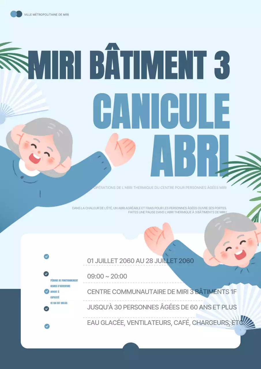 Guide de l'abri thermique simple pour personnes âgées, bleu clair et bleu marine