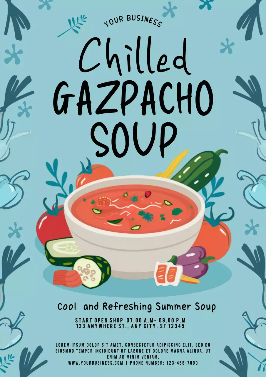 Blue Retro Soup Promotion Poster