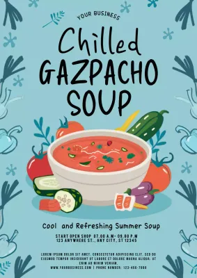 Blue Retro Soup Promotion Poster