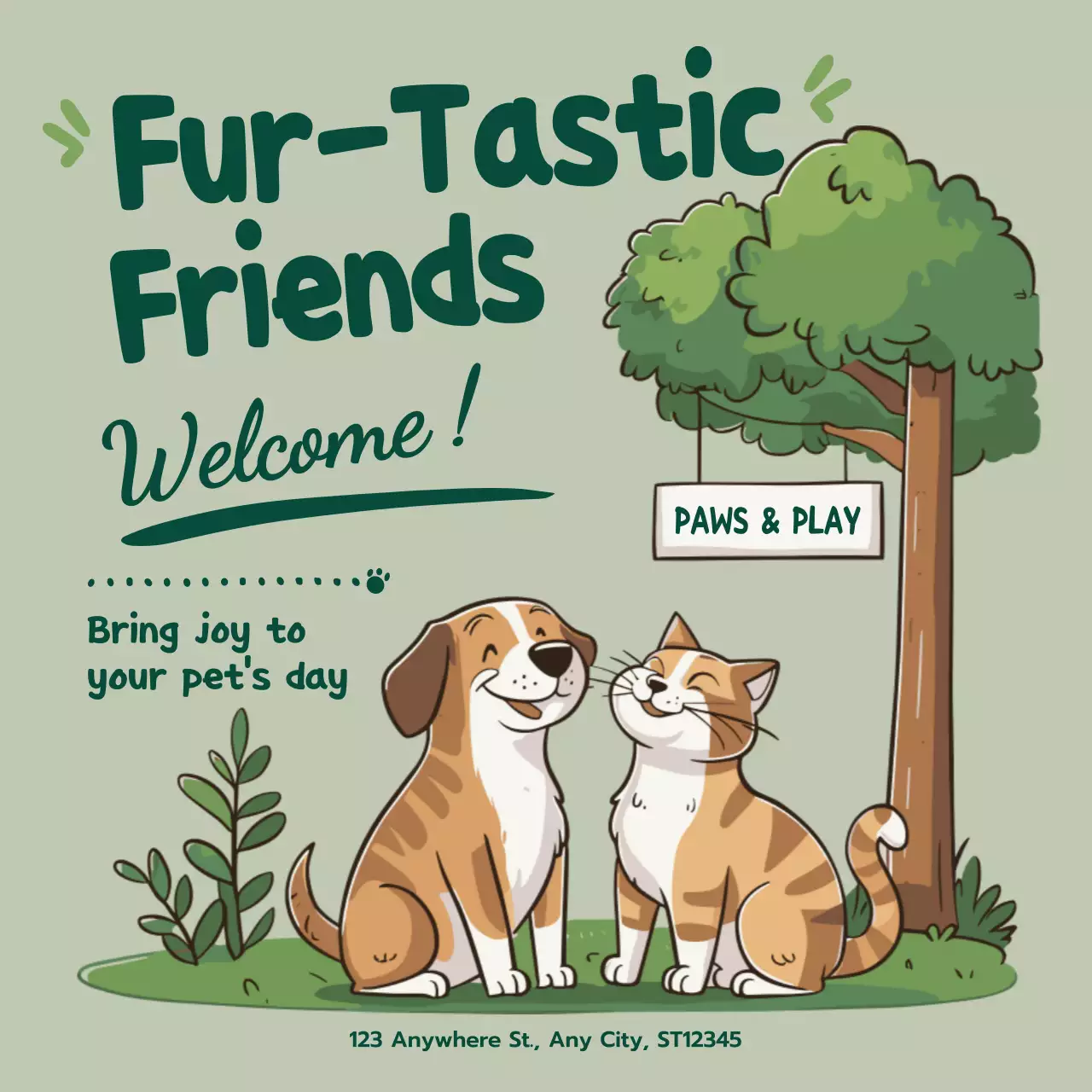 Green Playful Pet Promotion Social Media Post