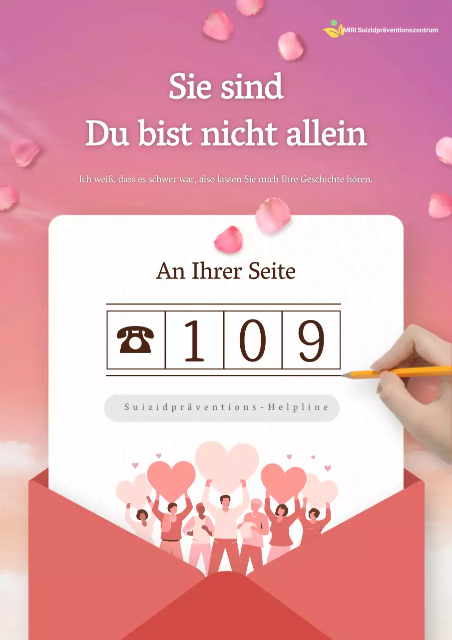 Förderung einer einfachen, rosafarbenen Suizidpräventionsberatung