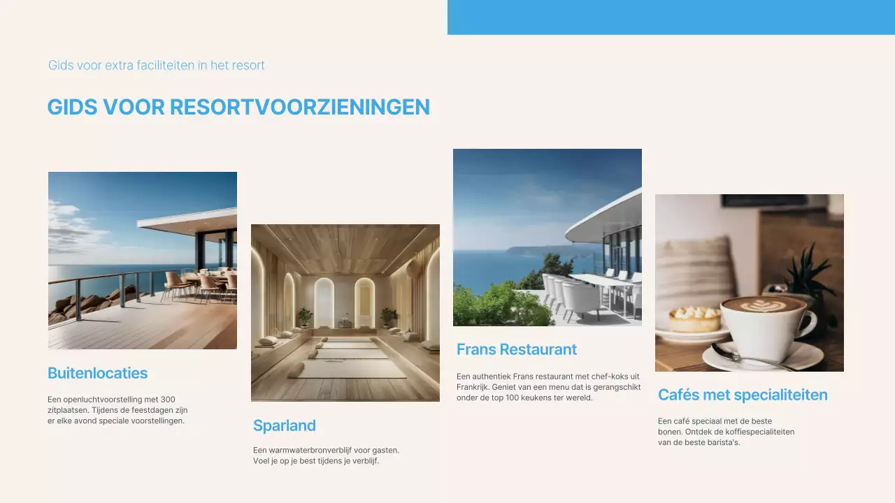 Een eenvoudige blauw en ivoorkleurige resortprimer