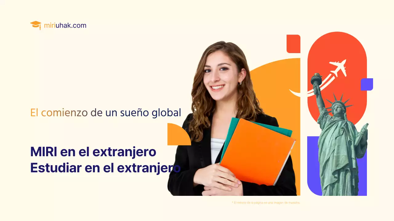 Un sencillo folleto amarillo y naranja sobre estudios en el extranjero
