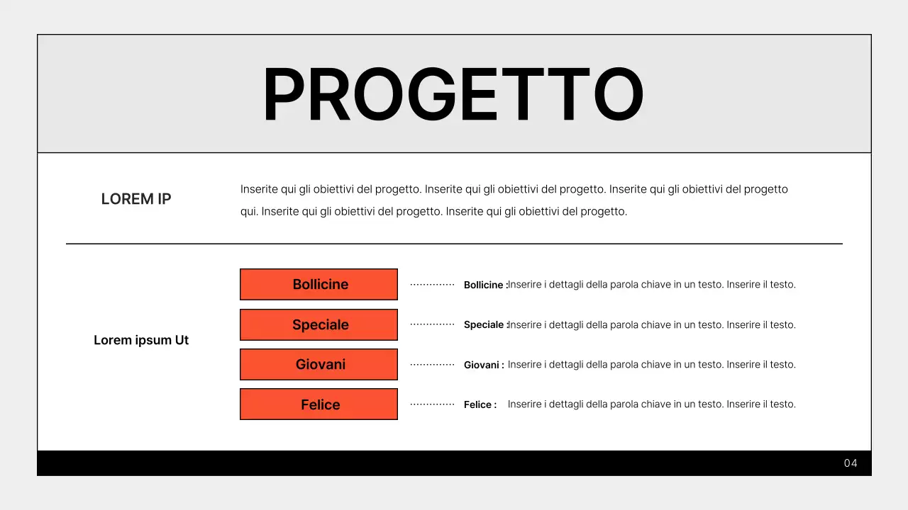 Un semplice portfolio per marketer in grigio e arancione