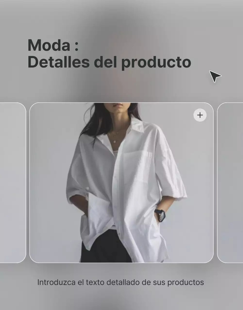 Promocione descripciones y detalles en un centro comercial de moda en gris y azul claro