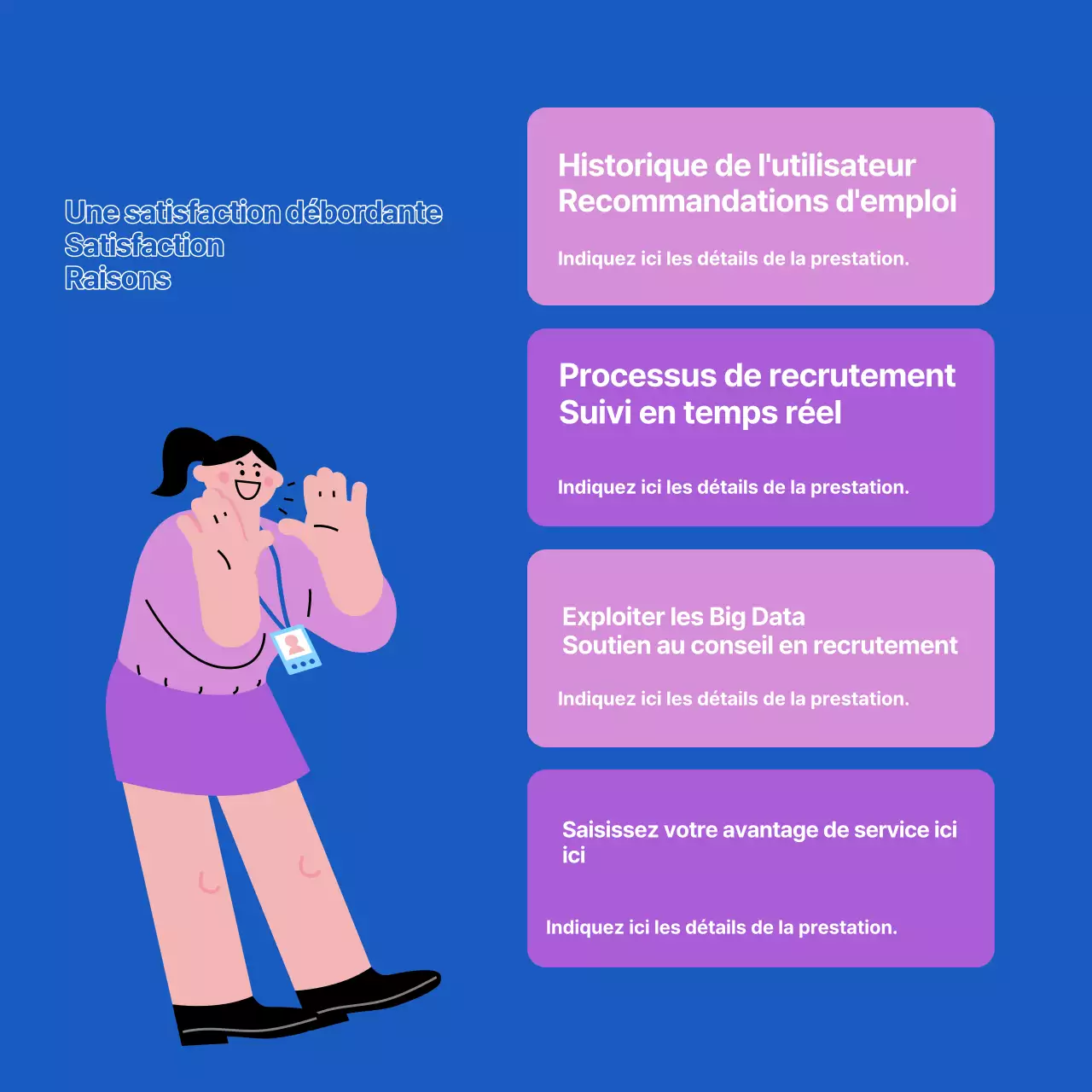 Faites la promotion de votre plateforme de recherche d'emploi avec des accents bleus et blancs.