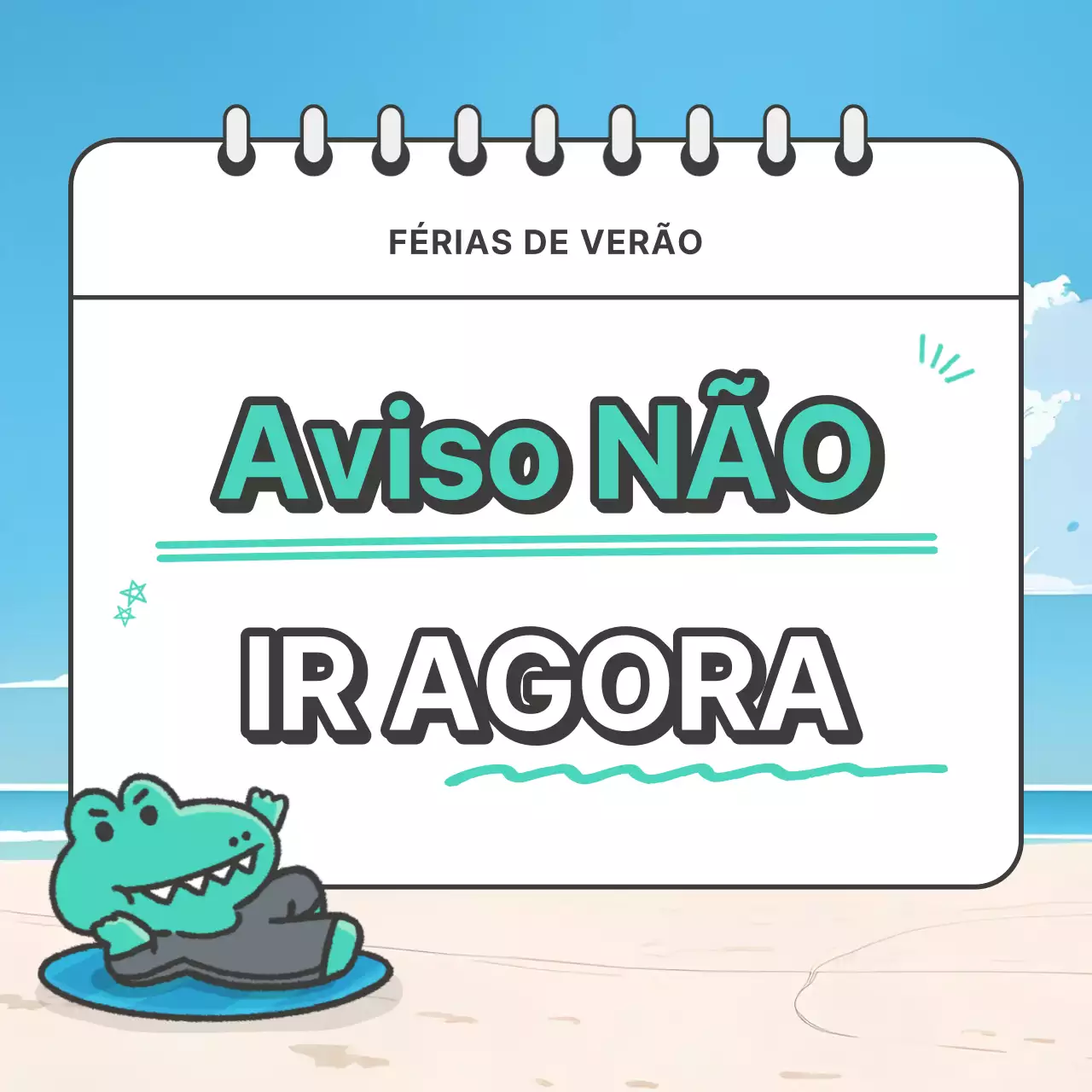Um anúncio de férias anuais de verão, em azul claro e branco