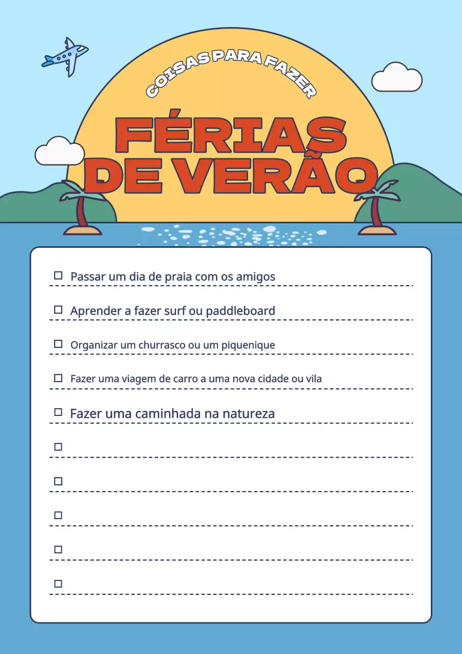Bloco de notas amarelo e azul para as férias de verão