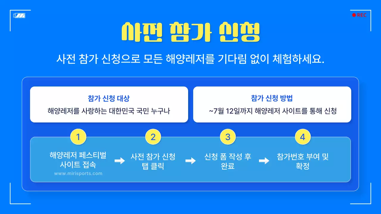 파랑과 노랑의 심플한 해양레저 페스티벌 홍보