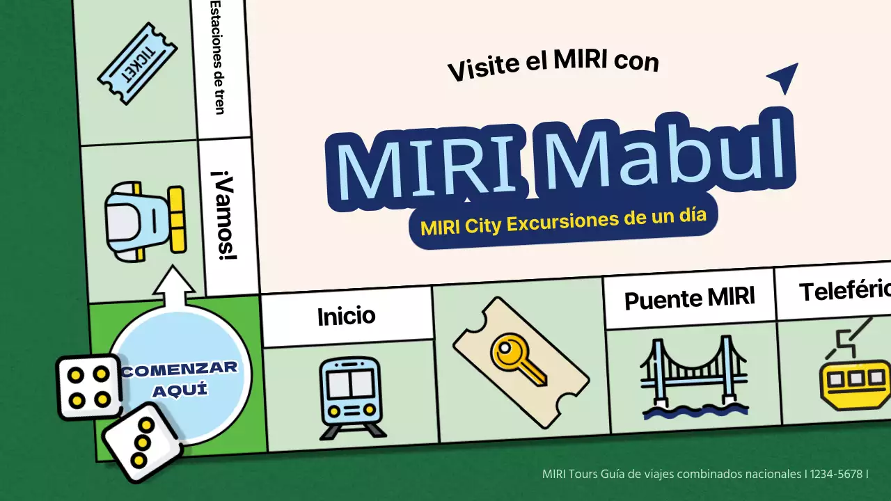 Promover el turismo de paquetes nacionales en un estilo de juego de tablero verde y azul con un toque especial